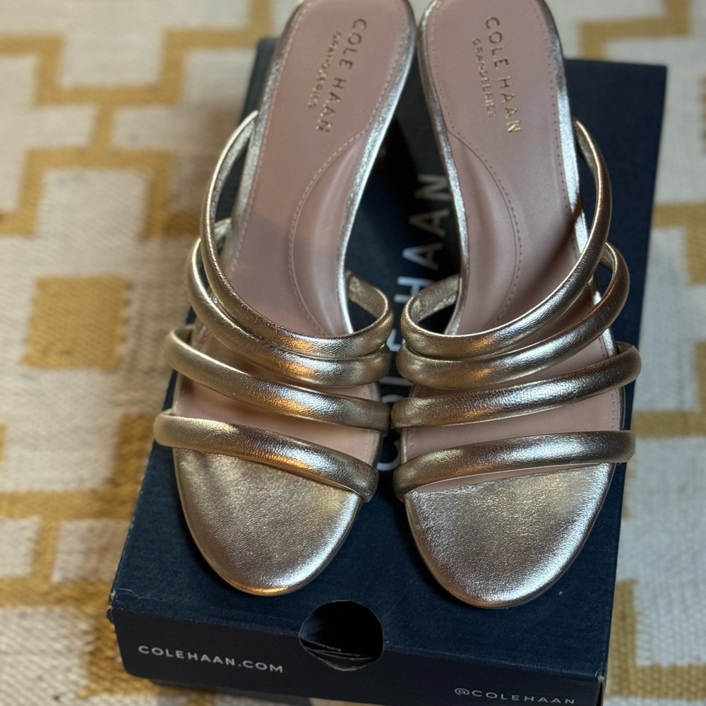 Cole Haan Women's Adella Gold Strappy Sandals